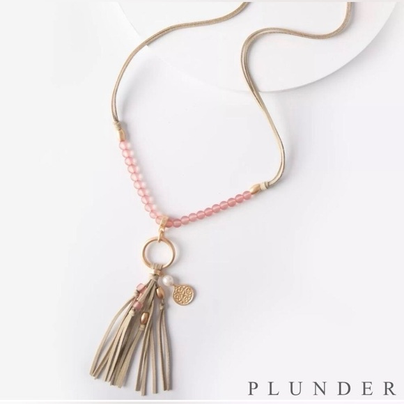 Plunder Jewelry - Plunder Design Jewelry Maia Tan Corded Pink Beaded Necklace NWOT